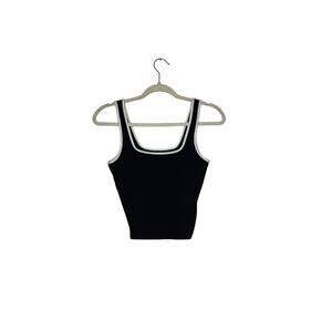 Abercrombie & Fitch Black Cropped Tank Top White Trim Size Small